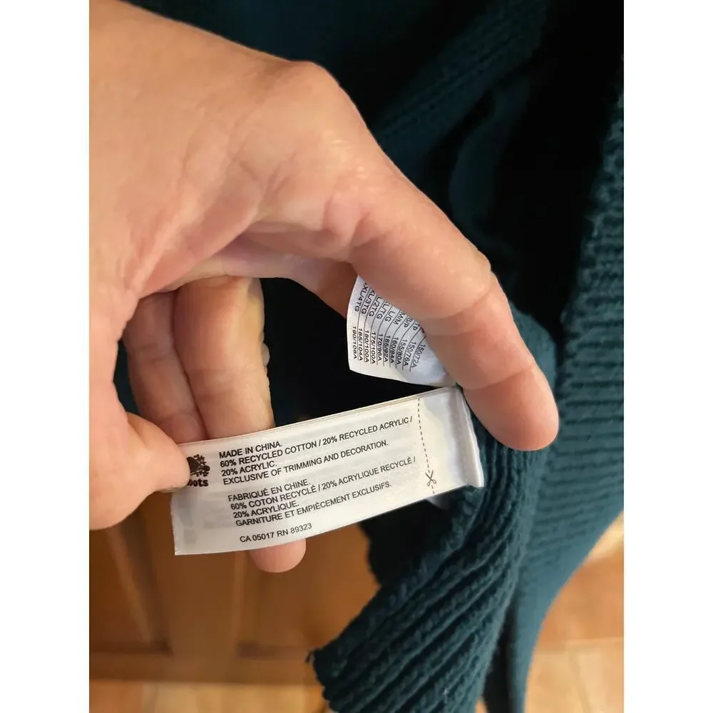 ROOTS CHENILLE CABLE KNIT CARDIGAN SIZE XL